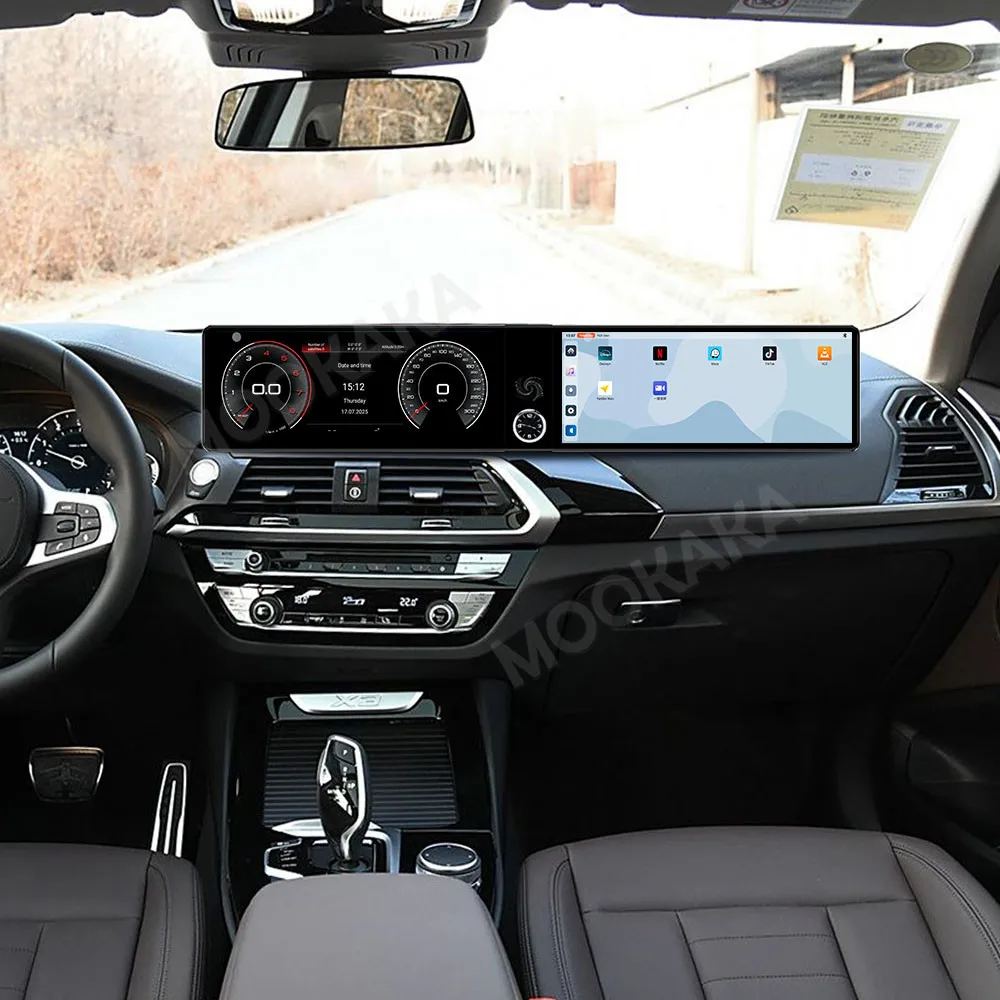 راديو سيارة Carplay مقاس 24.6 بوصة شاشة مزدوجة لسيارات BMW X3 X4 2017-2018 شاشة مزدوجة أندرويد ستيريو تلقائي الوسائط المتعددة وحدة رأس نافي EVO #6