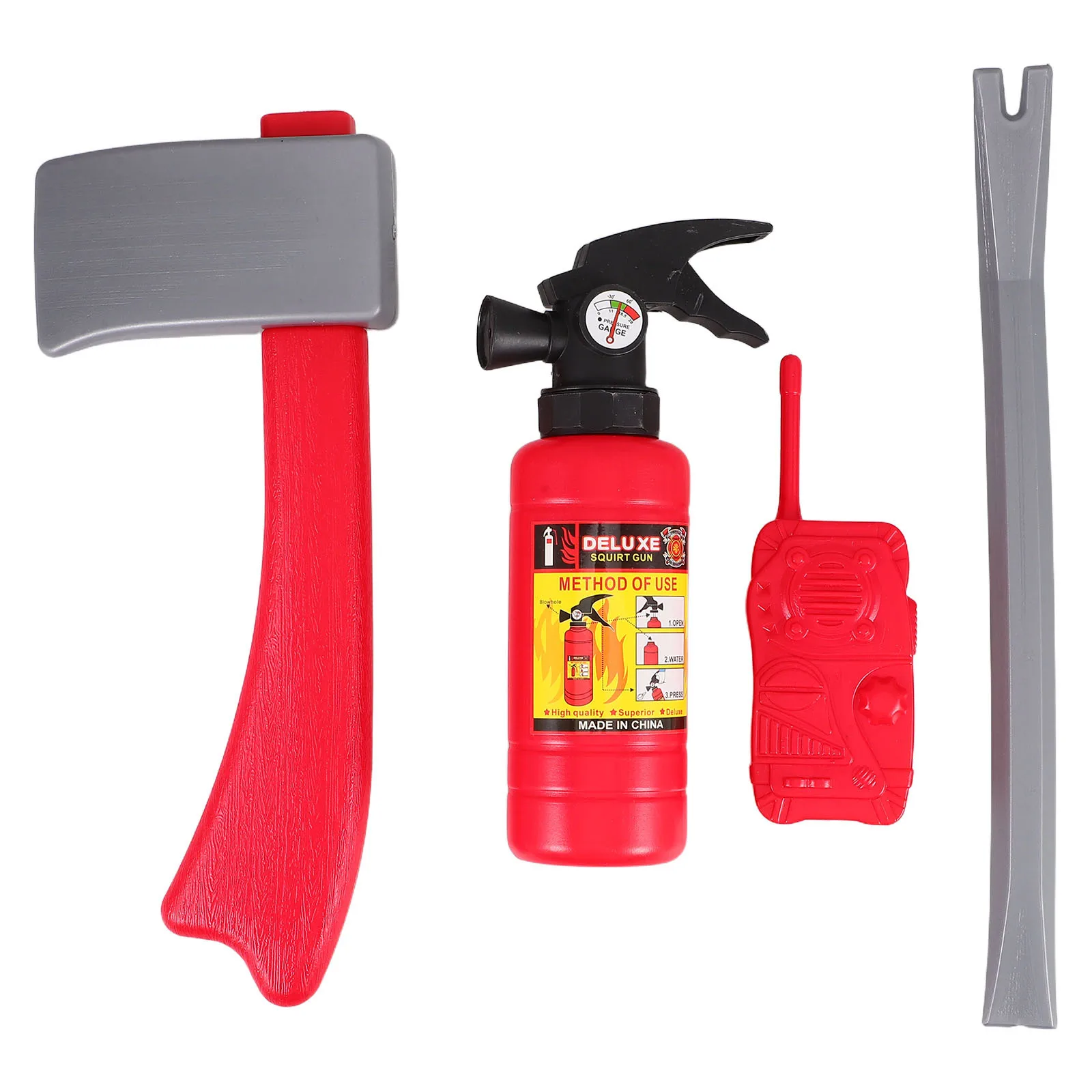 1 conjunto 1 conjunto de adereços de combate a incêndios crianças role play simulação extintor machado spray de água para crianças fingir jogar cosplay conjunto