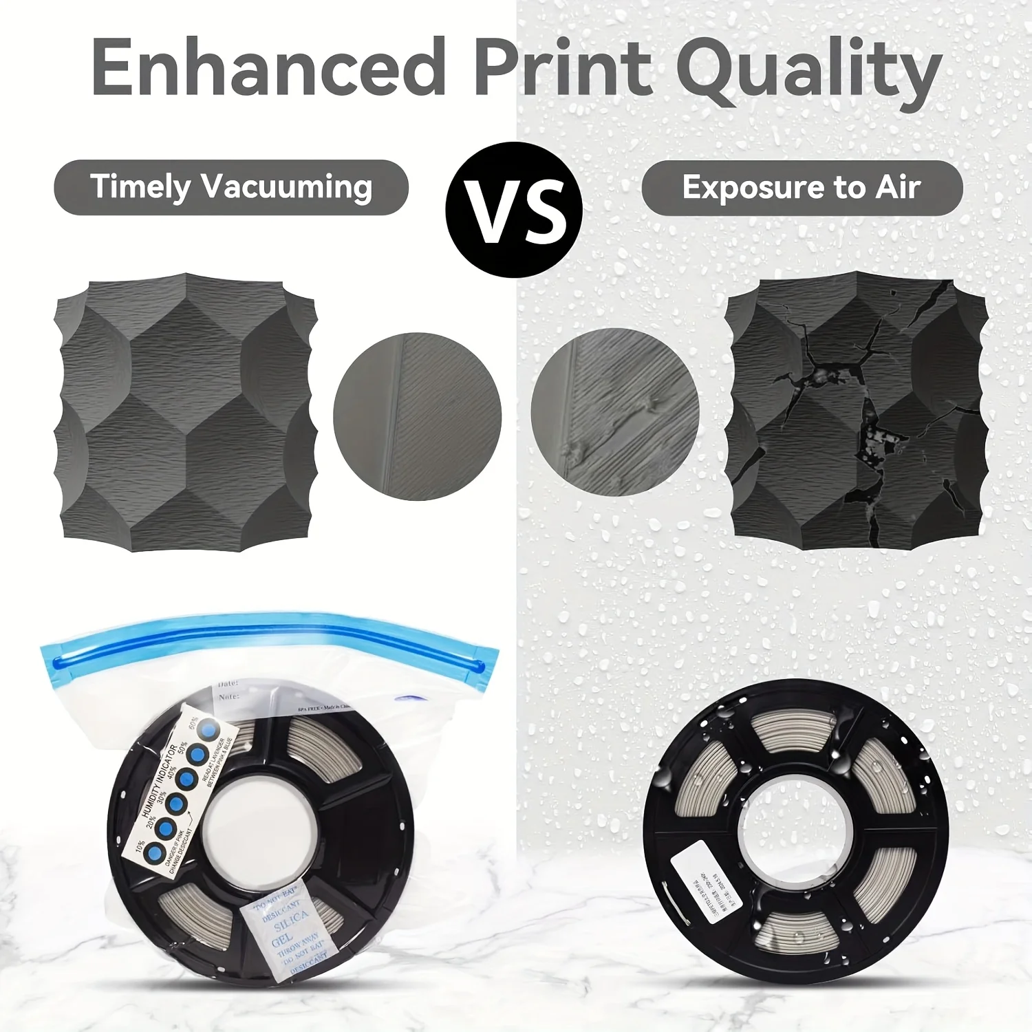 3D Printer Filament Vacuum Storage Bags Kit with Pump Desiccants Clips Moisture Proof Sealed Bag for PLA ABS PETG Filament gallery 1