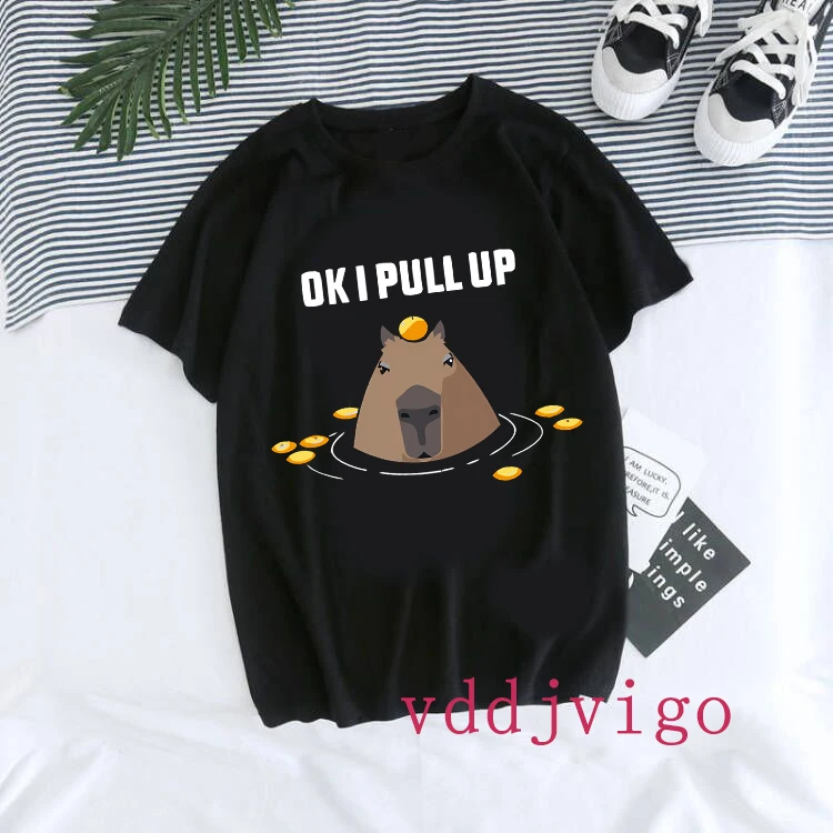 Kawaii boże narodzenie kapibara T Shirt zabawny Capibara koszulki w stylu Harajuku T-Shirt damski stylowe topy koszulka ubrania damskie rok 90s