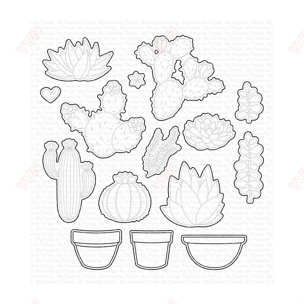 Sweet Succulents New Metal Cutting Dies Scrapbook Decoration Stamps Stencils DIY Gift Card Craft Handmade Greeting Cards 2024