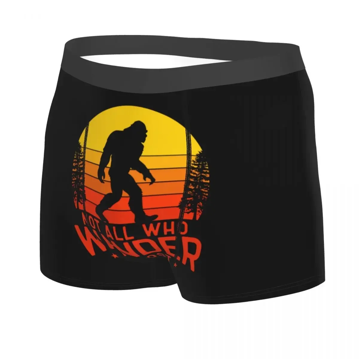 Custom Cool Retro Sunset Bigfoot Boxers Shorts Panties Men's Underpants Comfortable Not All Who Wander Are Lost Briefs Underwear