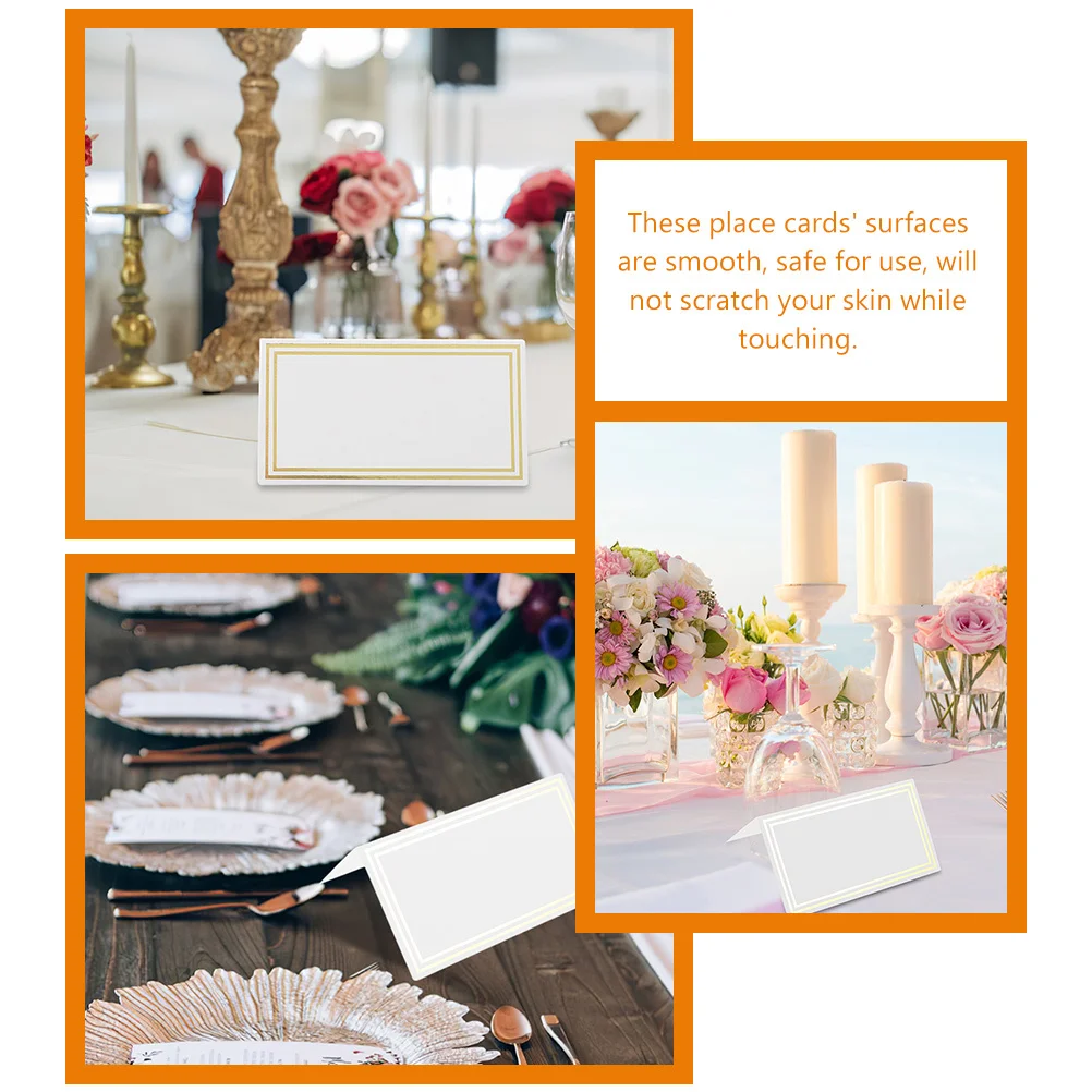 

100Pcs Edge Wedding Table Place Cards Foldable Blank Seat Cards for Party Banquet Blank Wedding Signs