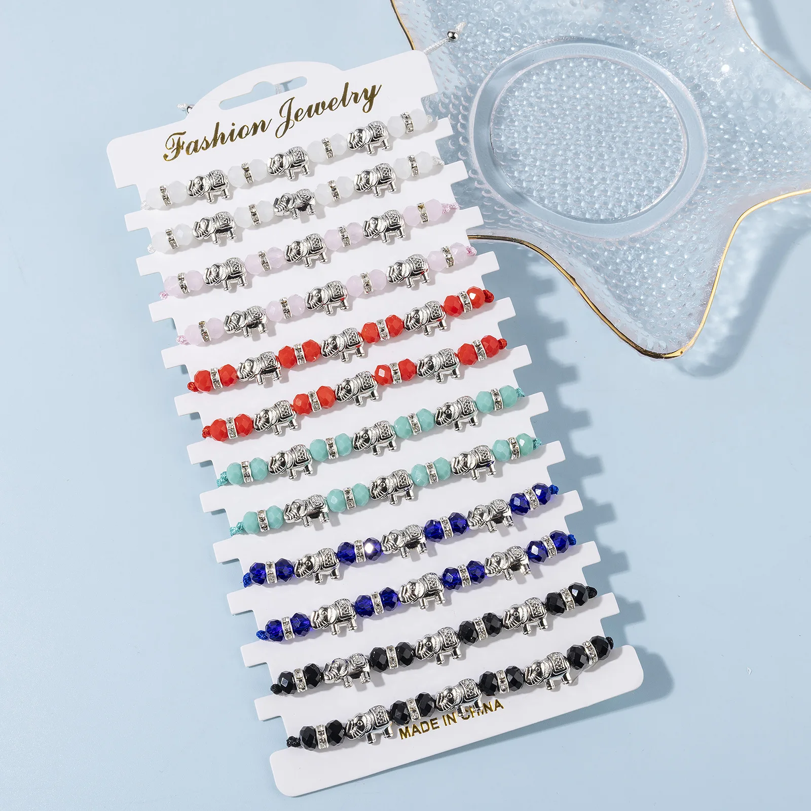 ZGMXR 12PCS Rice bead bracelet Crystal Elephant Bohemia Adjustable Colorful Fashion Simple Woman Hand weaving Beaded bracelet