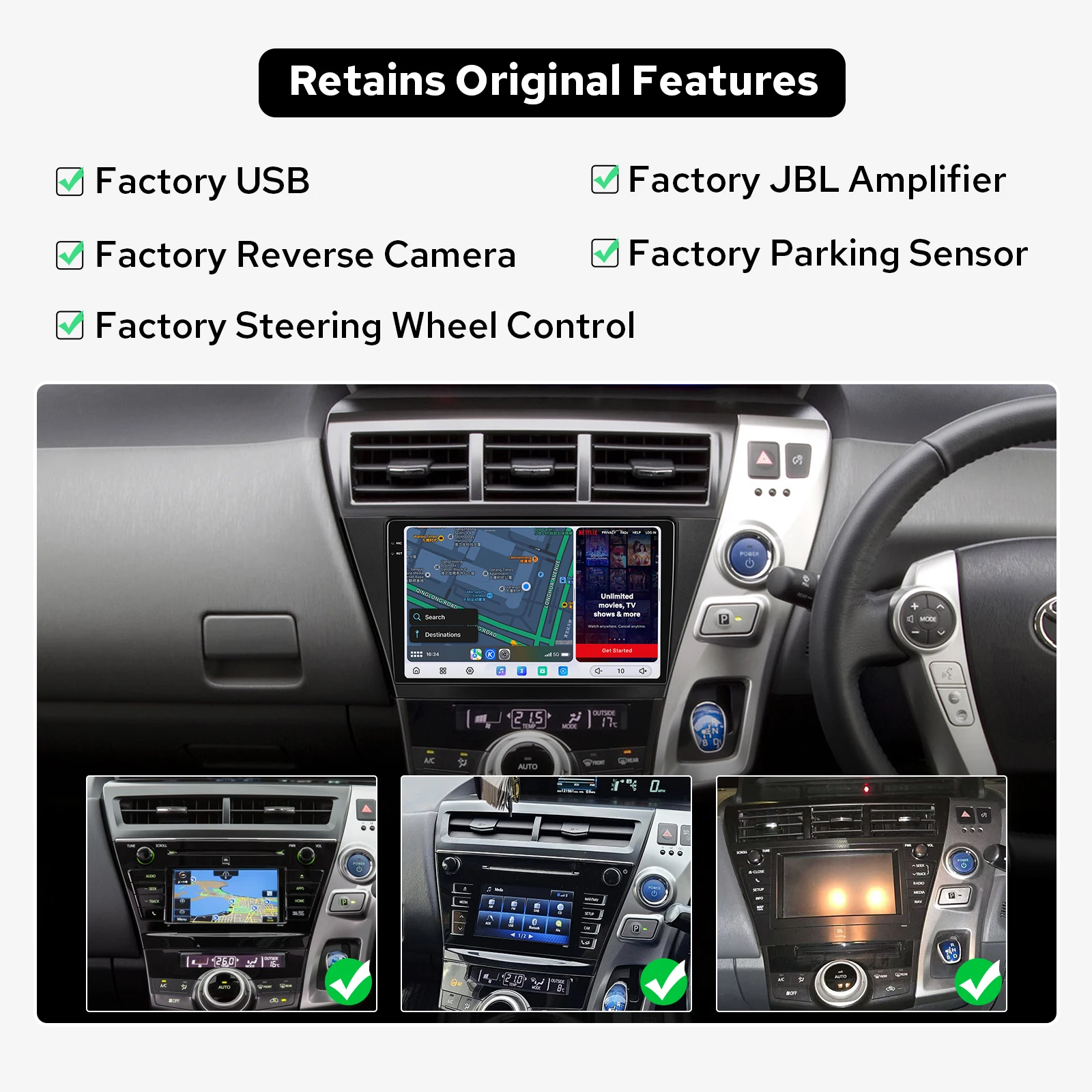 JOYING Android Car Radio for Toyota Prius V 2012-2017 Prius Plus Prius Alpha 9.5