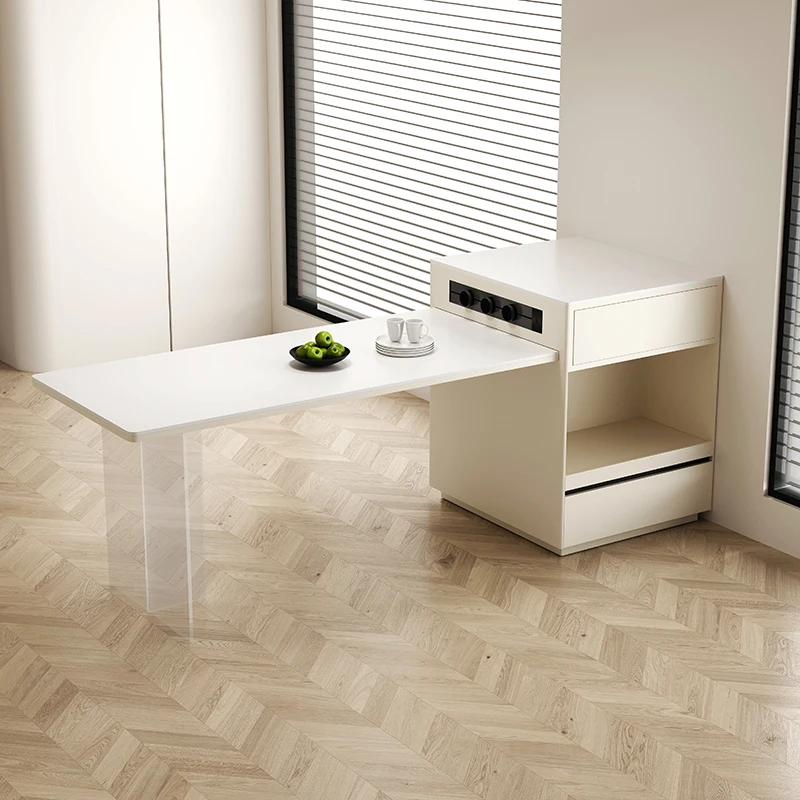 HHRetractable Mid-island Dining Table Integrated Household Small Apartment Pumping Lagoon Island