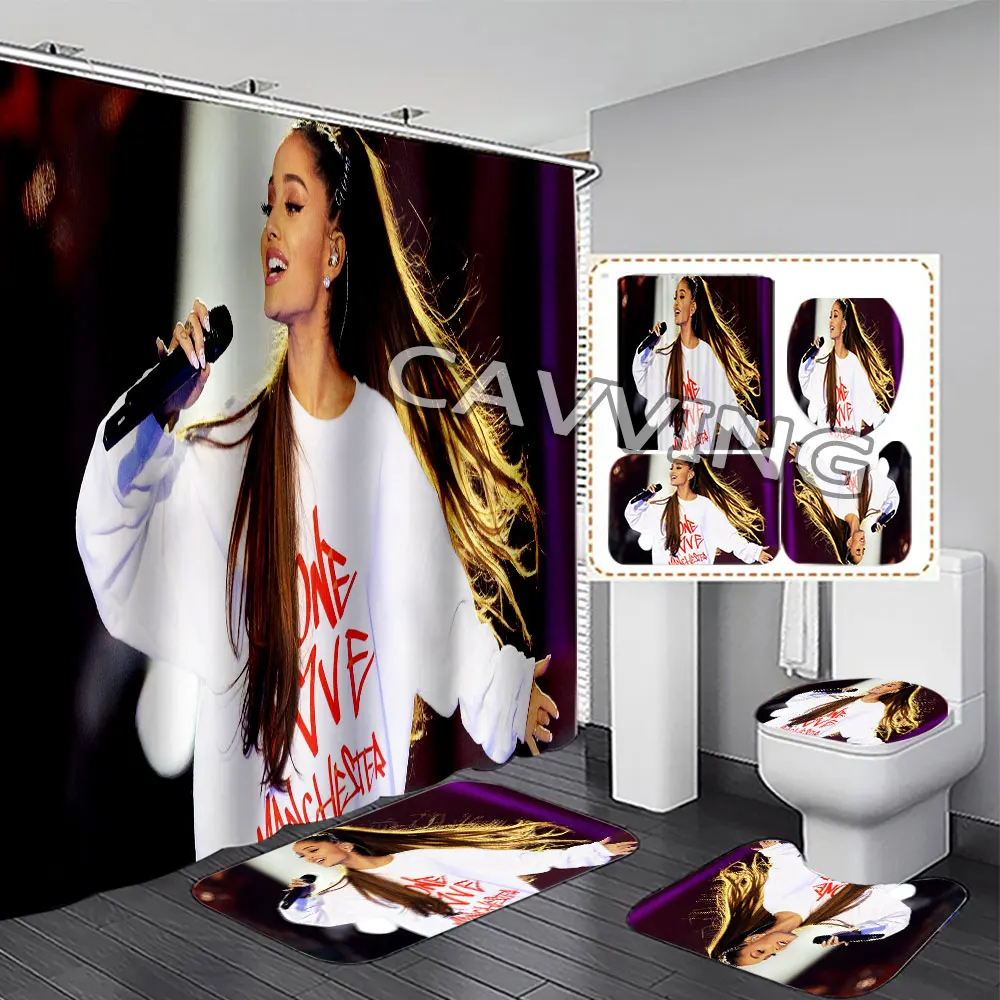 Ariana Grande 3D Printed  Shower Curtains Waterproof Bathroom Curtain Anti-slip Bath Mat Set Toilet Rugs Carpet   F03