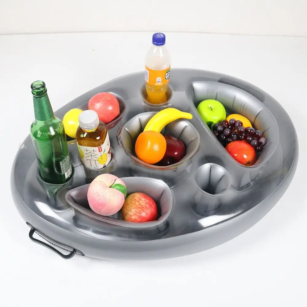 1Set Inflatable Floating Food Plate Swimming Pool Snack Tray Air Mattress Water Food Drink Holder Portable Floating Cup Holder