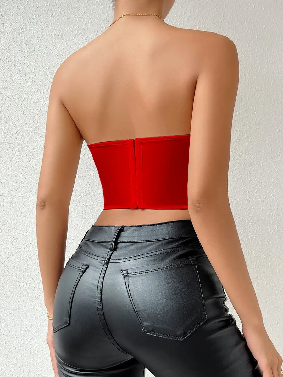 レディース無地ラップチェストウエストシェイプベストカジュアルサマーファッション婦人服チューブトップボディスーツノースリーブタンク