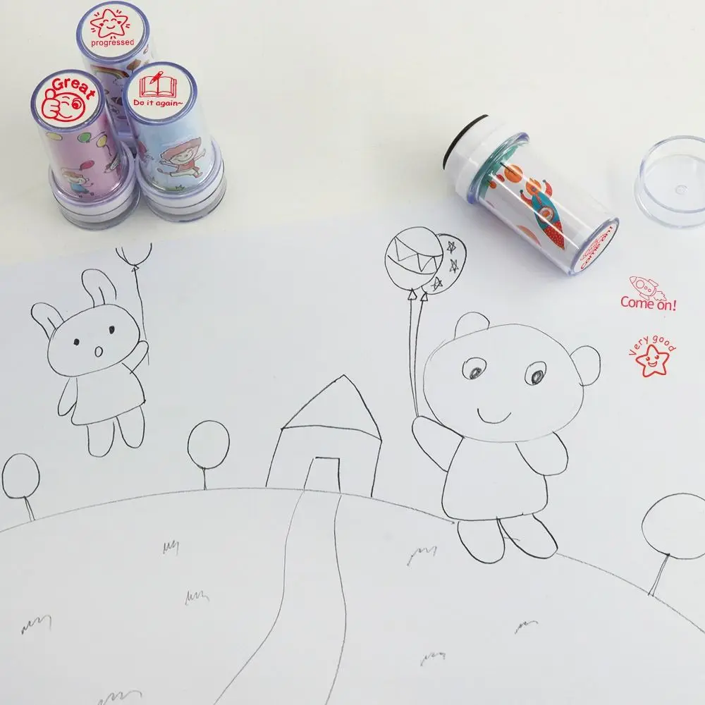 Seal Scrapbooking Stamper Photosensitive Chapter Cartoon Stamps Reward Seal Commentary Stamp Teaching stamp Encouragement