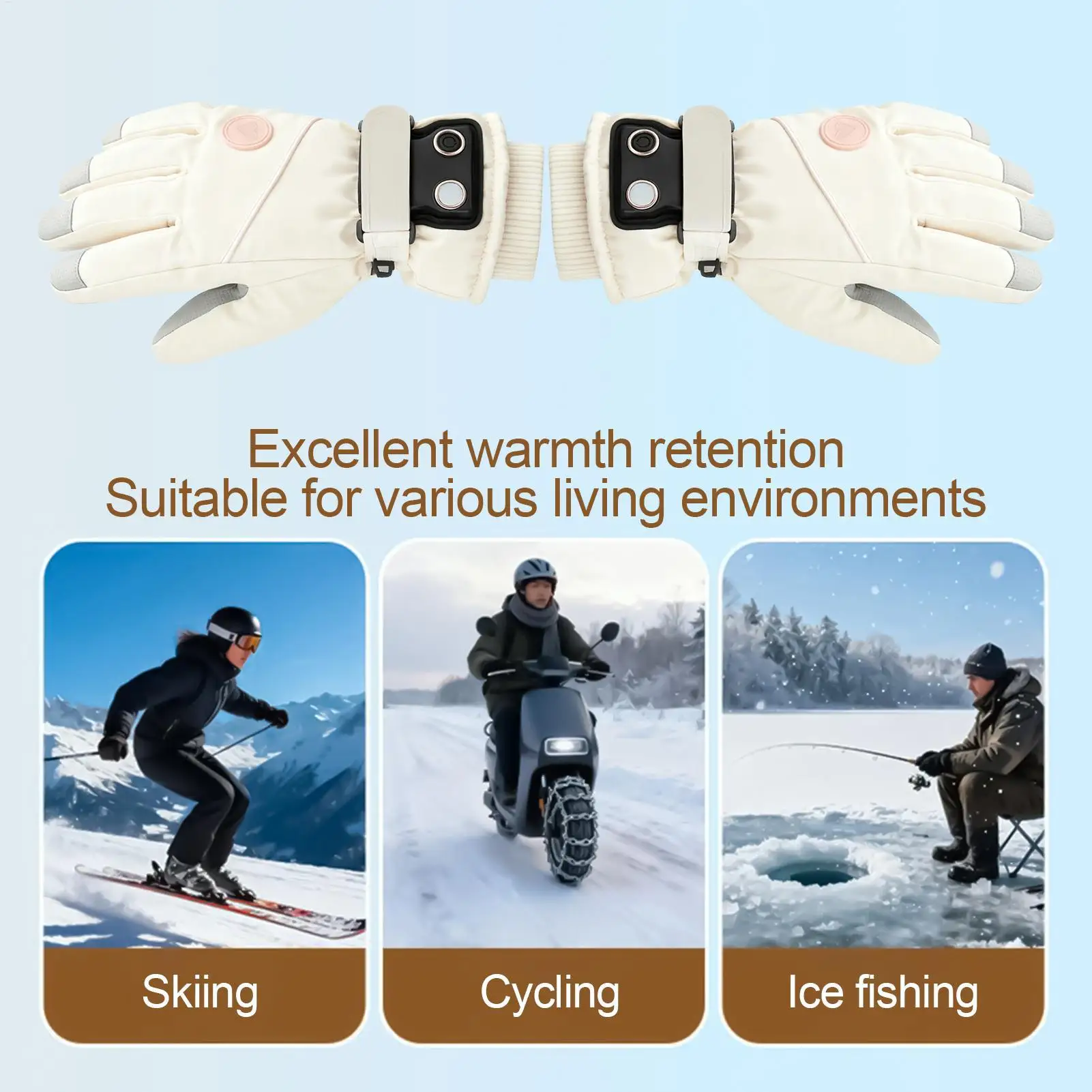 

Heated Gloves For Men 3 Levels Electric Touchscreen Unisex Winter Supplies Heated Winter Gloves For Skiing Cycling Motorcycling