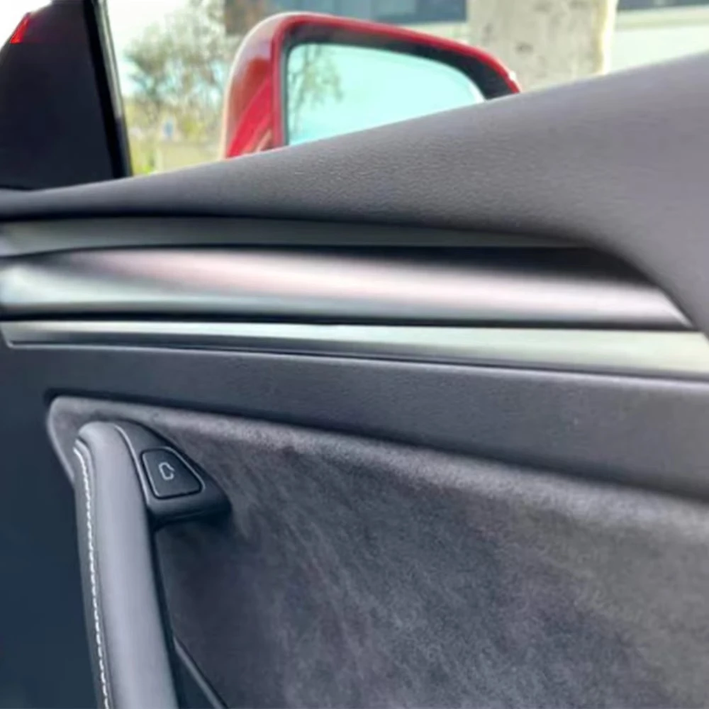 For  Model Y 2025+ Dry Carbon 4-Piece Interior Door Panel Trim Accent Strip