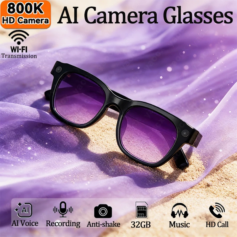 

Новые умные AI-очки 2026 года с камерой 1080P HD 4K, ChatGPT, 32 ГБ памяти, функцией перевода, воспроизведением музыки и видео, Bluetooth-звонками, модные солнцезащитные очки для мужчин и женщин