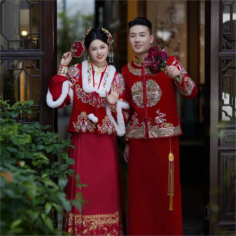 

New Chinese-style national style Han toast red dress set design clothing