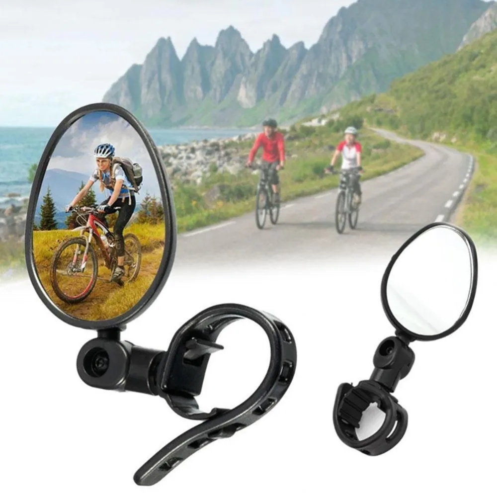 360 Degree Rotatable Bicycle Rear View Mirror Universal Handlebar Mount 360 Degree View Bike Side Mirror Oval Flat Design