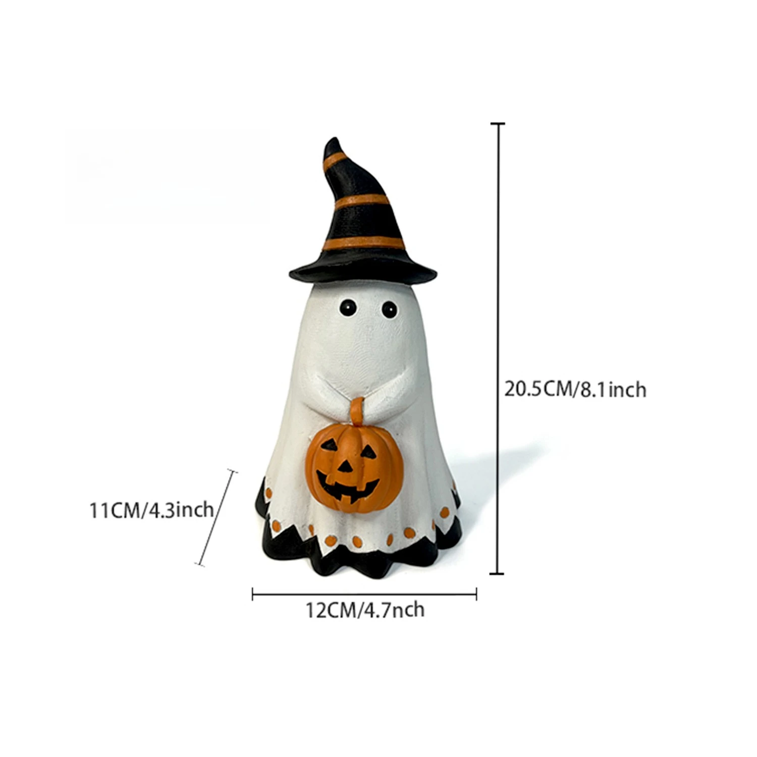 Halloween Ghost Carrying Pumpkin Resin Statue Creative Art Decor for Fall Party Bedroom Table Home Ornament