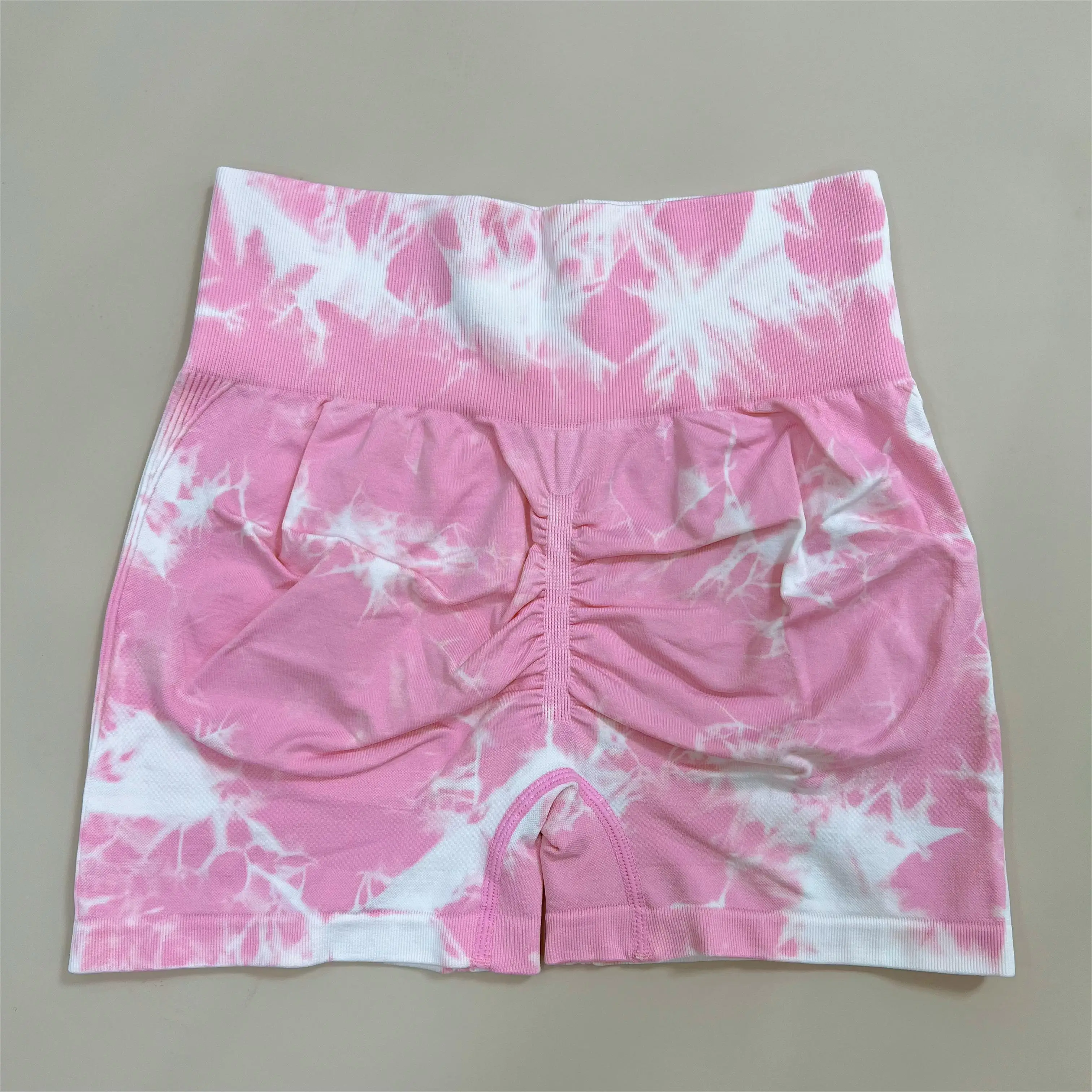 2 PCS Women Athletic Gym Leggings + Shorts Tie Dye Sports Workout Yoga Tights Butt Lifting Scrunch High Waist Yoga Pants