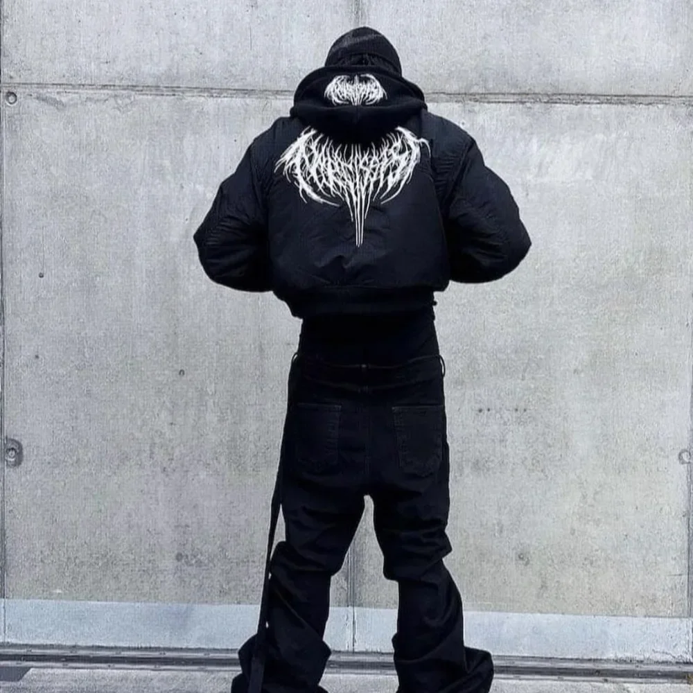 

NIGO Мужская темная уличная куртка-бомбер, короткая хлопковая одежда, осенне-зимняя куртка на молнии с капюшоном # NGTOP11566