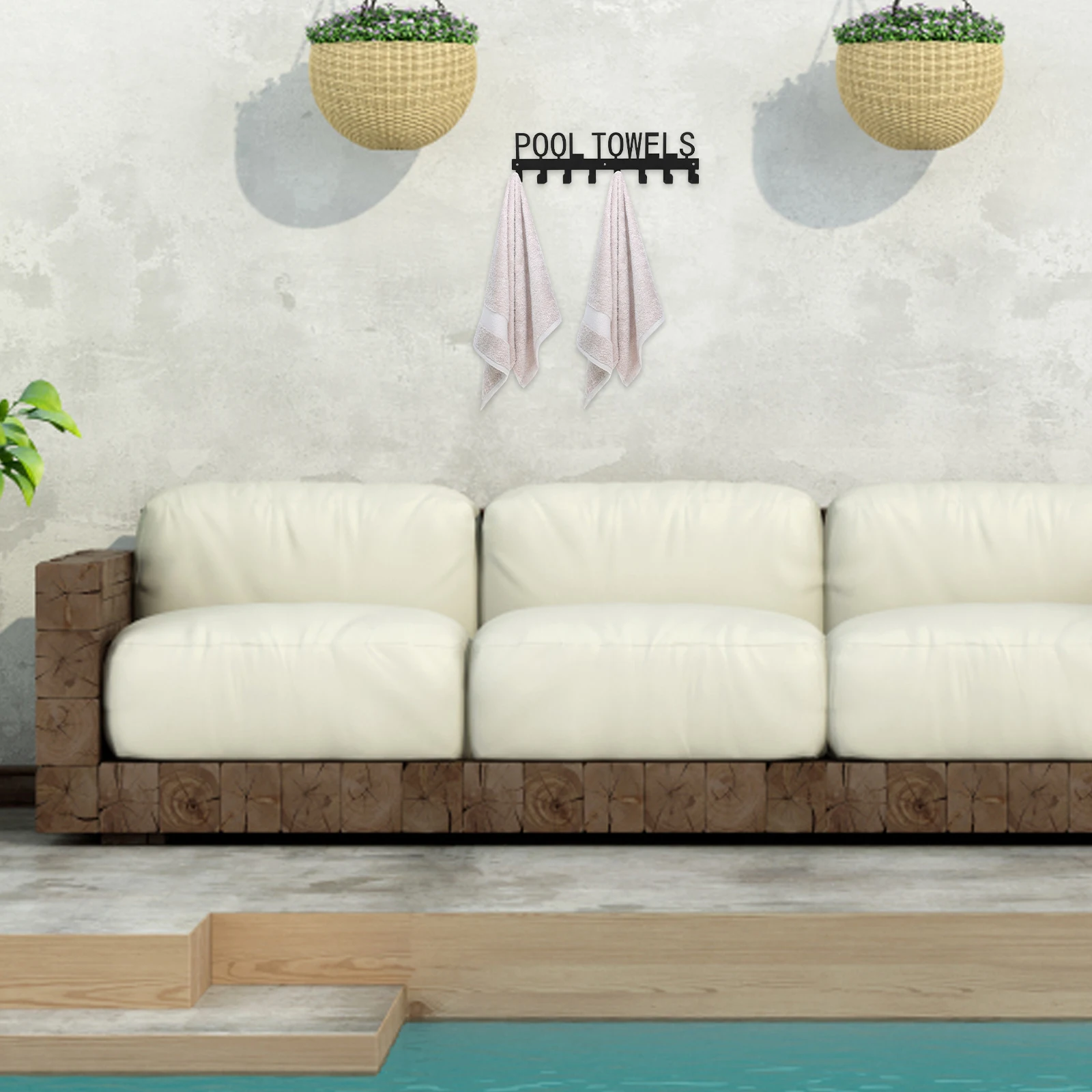 

Pool Towel Rack Iron Durable Lightweight Bathroom Bedroom Hooks Hanger Clothes Coat Hat Nail Free Spa Outdoor Drying