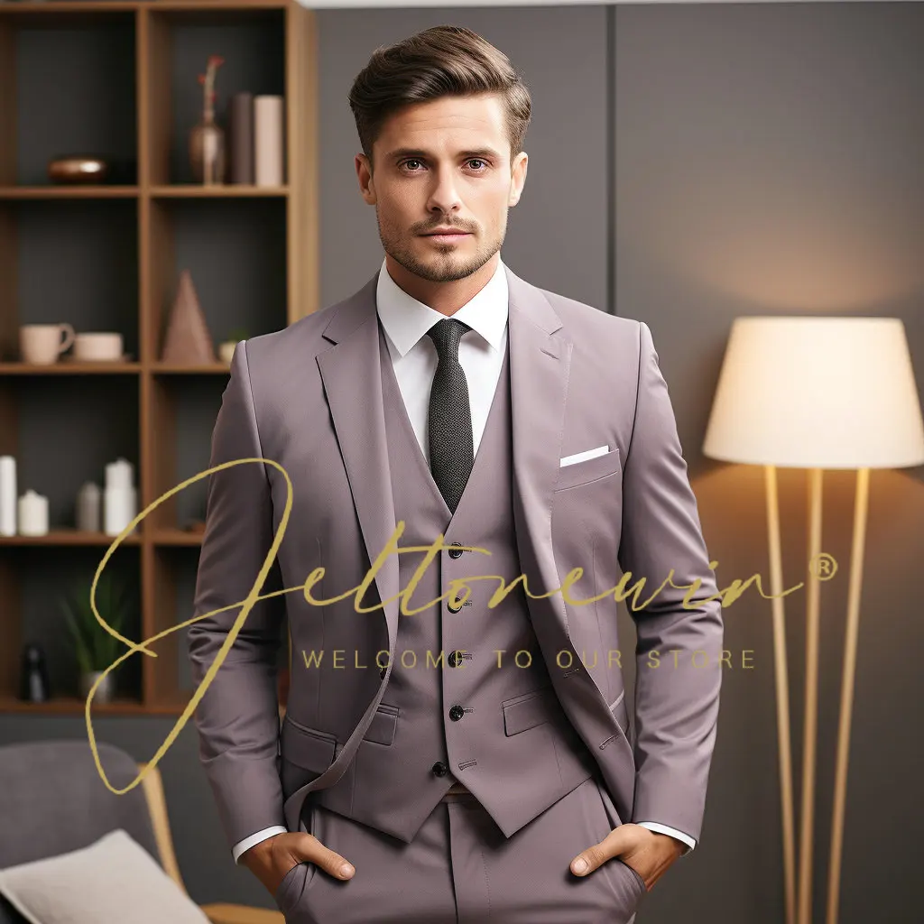 

Newest Classic Men Suit 3 Pieces Tuxedo Peak Lapel Groom Wedding Suits Set Men Business Blazer Jacket Pants Vest Trapstar