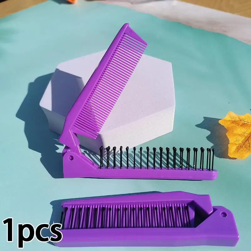 Portable Plastic Foldable Hair Comb Styling Tools Mini Folding Comb Travel Hair Massage Comb Red