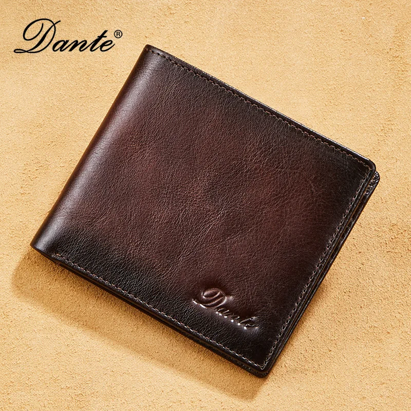 Men's Leather Wallet Retro Color Rubbed Three-fold Top Layer Cowhide Degaussing Anti-theft Card