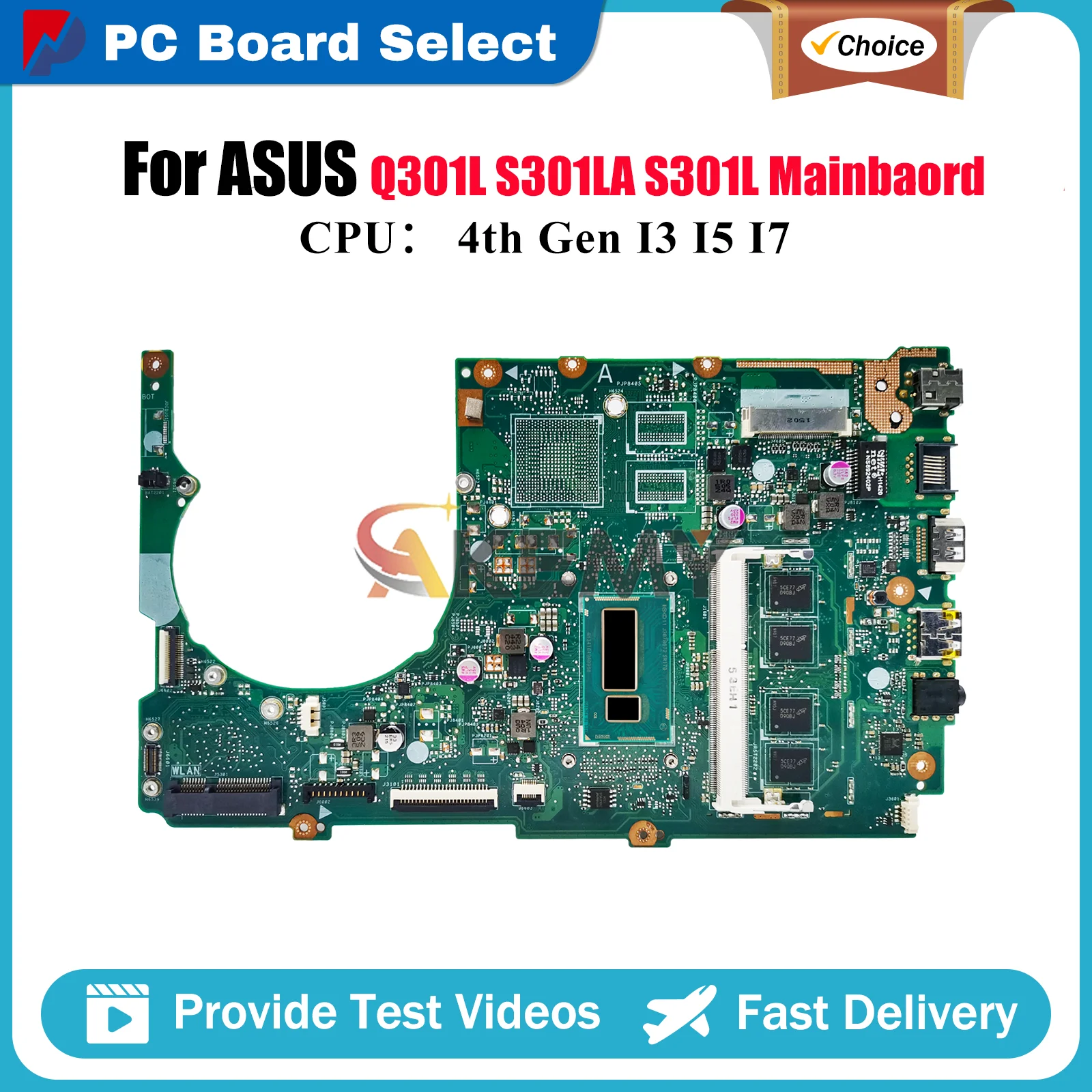 

S301LA Материнская плата для ноутбука ASUS VivoBook S301LA Q301L S301LP S301L Материнская плата для ноутбука с процессором I3 I5 I7 100% tests OK быстрая доставка