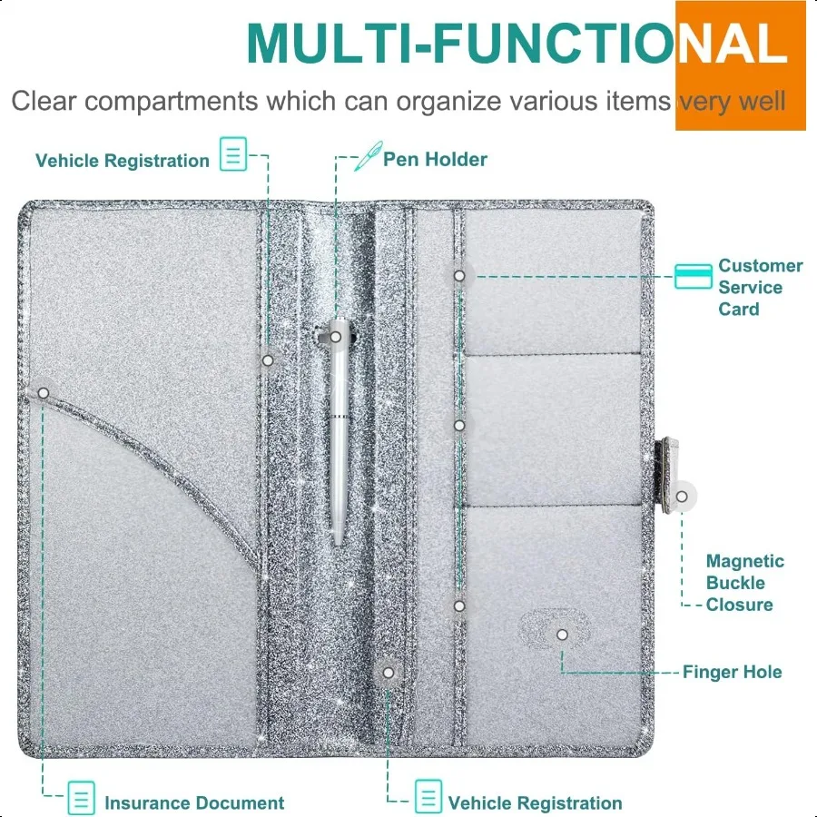 RSAquar – porte-assurance d'enregistrement de voiture, boîte à gants en cuir, organisateur, accessoires sympas pour cartes d'identité de conduire, carte d'entrée Docume