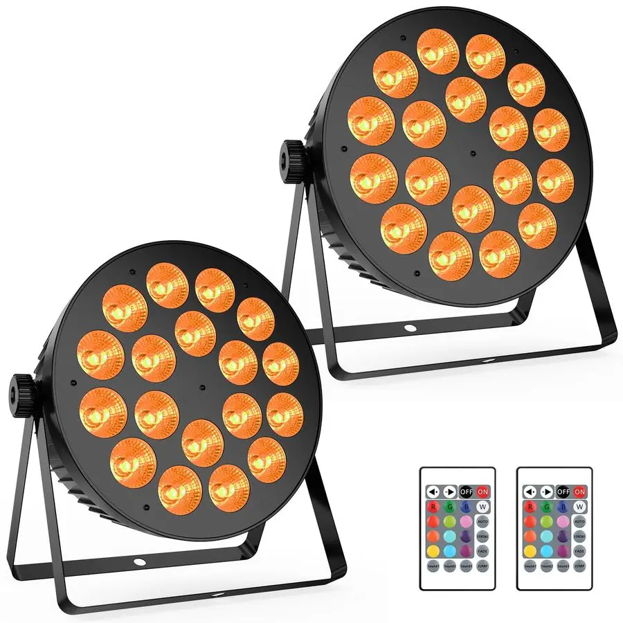 

Светодиодные прожекторы Stage Par Lights 2Pack 180W RGBA с пультом дистанционного управления и DMX-управлением, идеально подходят для свадебного освещения, выступлений живых групп, вечеринок и мероприятий.