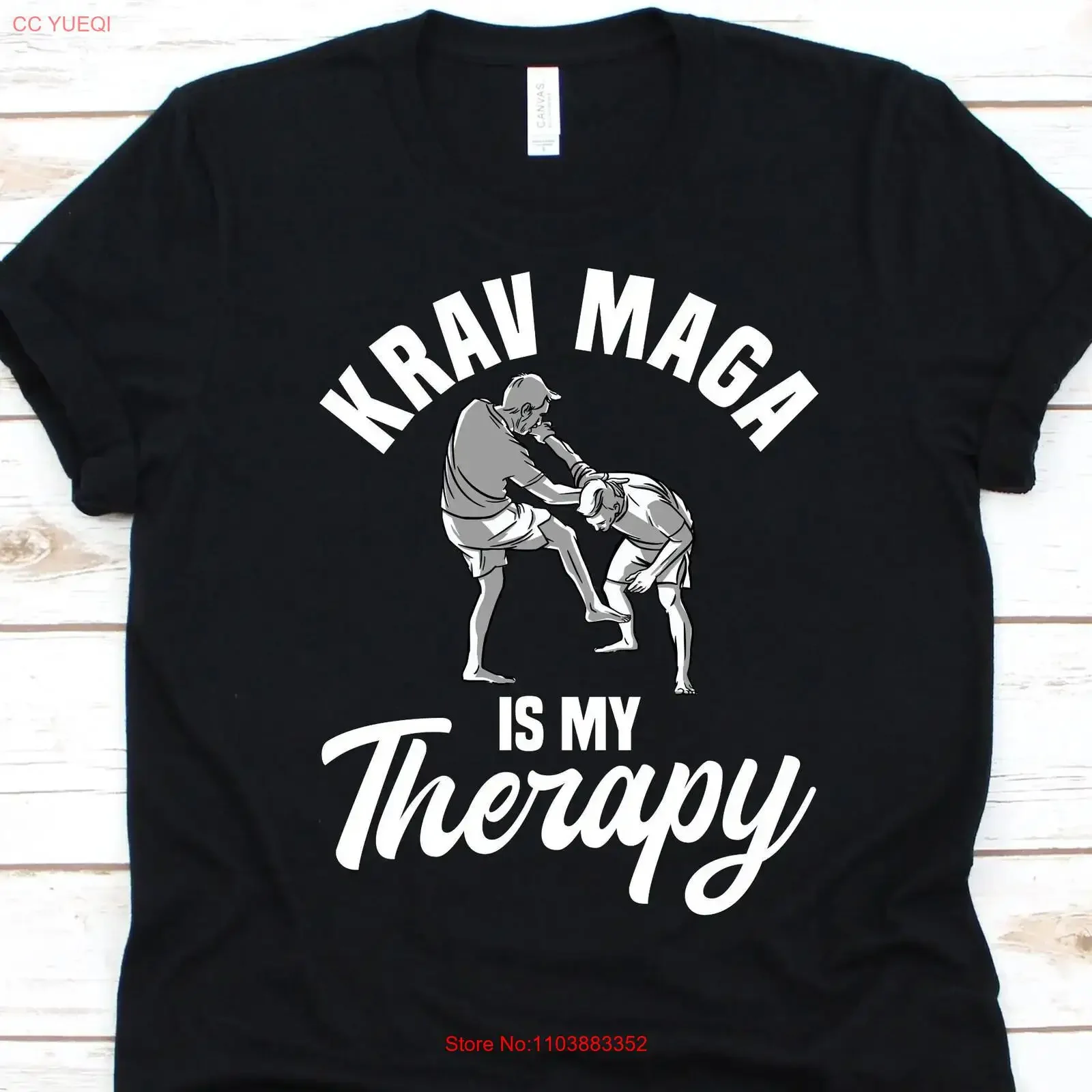 T-shirt Krav Maga Is My Therapy, design d'arts martiaux, défense personnelle pour les combattants, technique de combat, Contact Combat vintage
