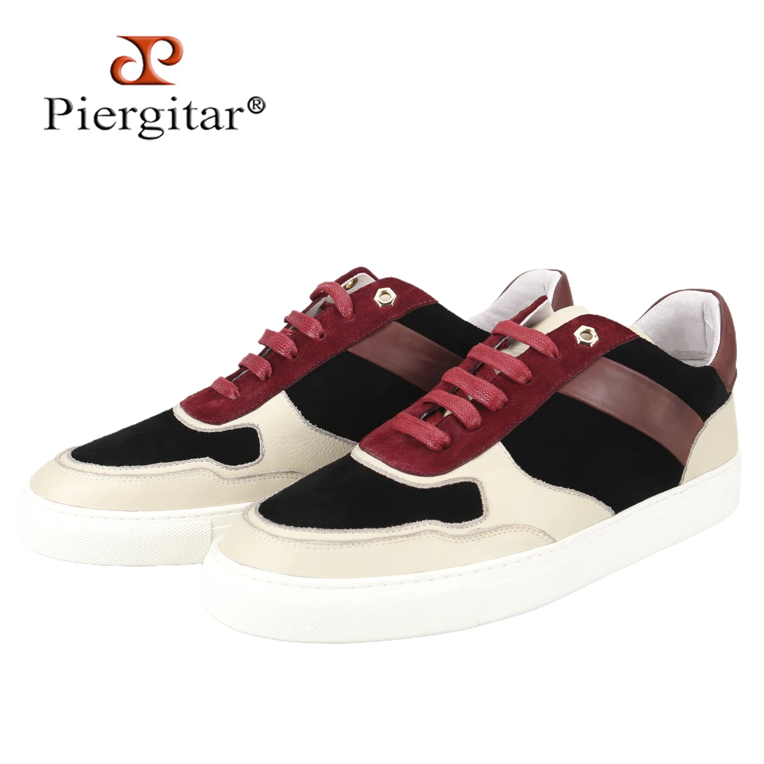 Piergitar 2025 Autumn/Winter Luxury Brand Lace-Up Sneakers Handmade Patchwork Multi-Colors Suede And Calfskin Men's Casual Shoes