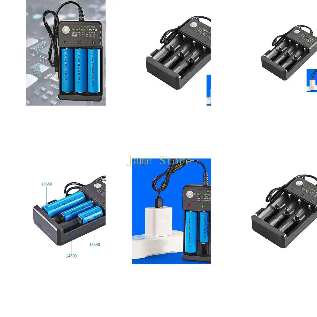 

LX0B Портативное зарядное устройство для литиевых батарей 18650 с тремя независимыми слотами и двухцветными светодиодными для