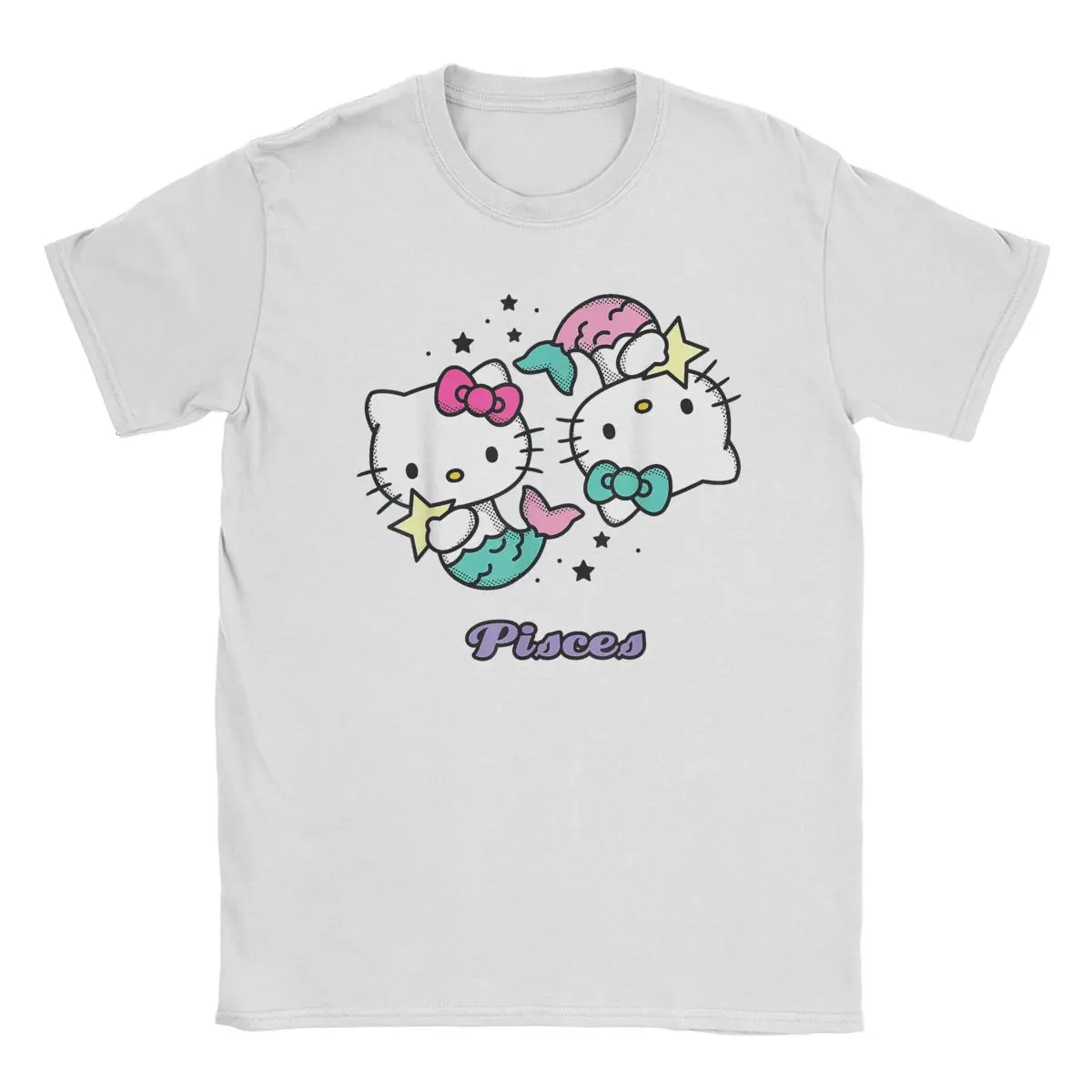 

Hello Kitty Zodiac Pisces T-Shirt Men Women Vintage 100% Cotton Tees Round Collar Short Sleeve T Shirt Gift Idea Tops