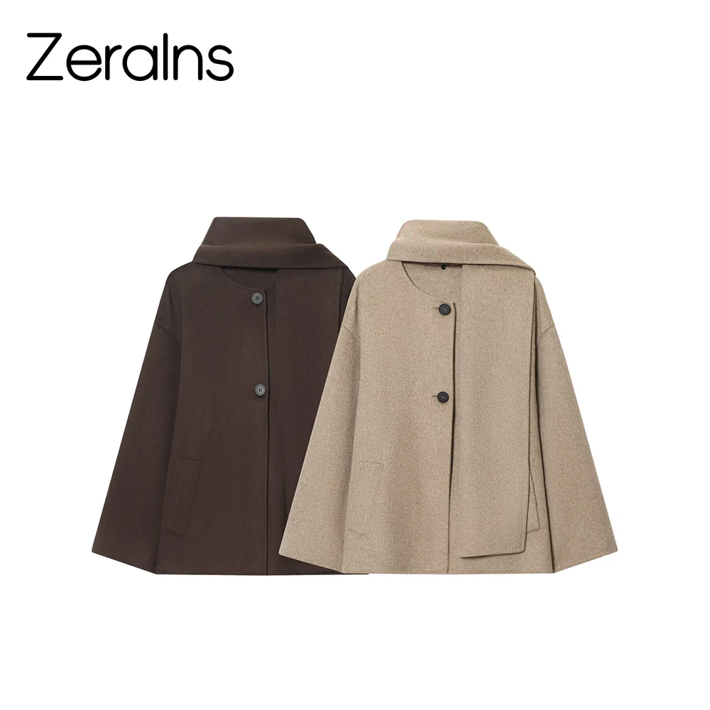 

ZERAINS New women's clothing European and American style fashion simple loose versatile scarf short coat jacket