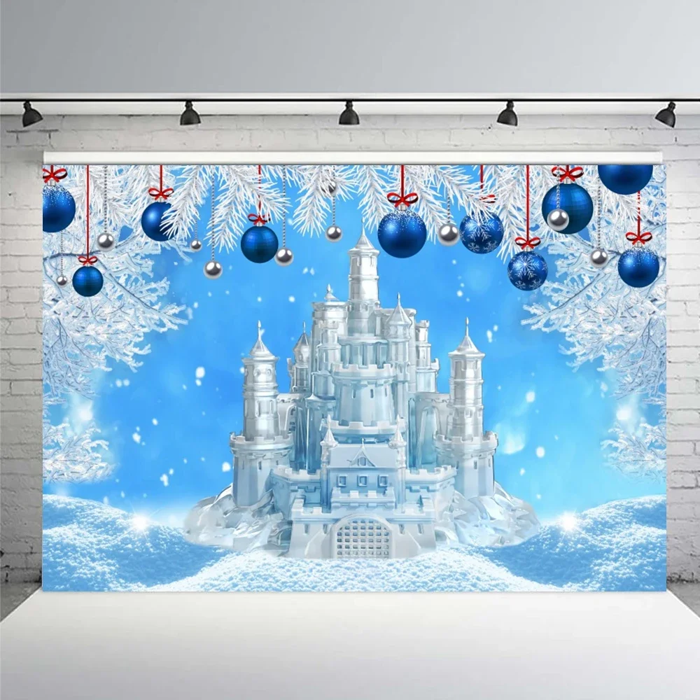 Frozen World Wonderland Birthday Party Winter Castle Forest Christmas Children's Photo Background Studio Photography Background
