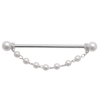 JHJT Pearl Industrial Barbell Piercing 14G Stainless Steel Industrial Bar Cartilage Earring Body Jewelry