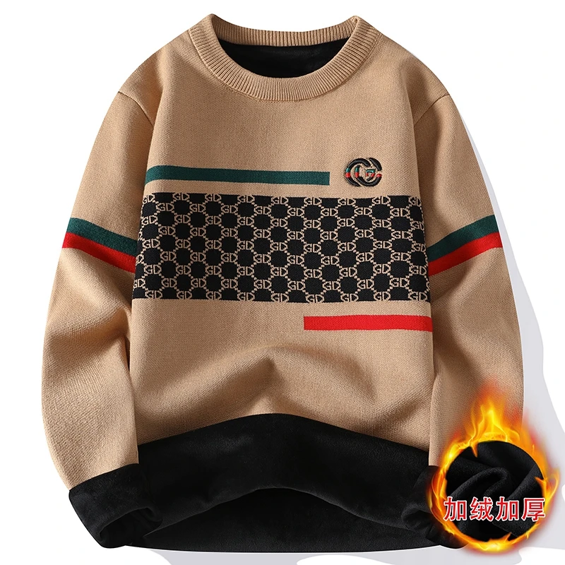 

2023 New Winter Casual Thick Warm Sweater Men Knitted Pullover Top Quality Mens Handsome Fashion Cashmere Knitwear Male Clothing