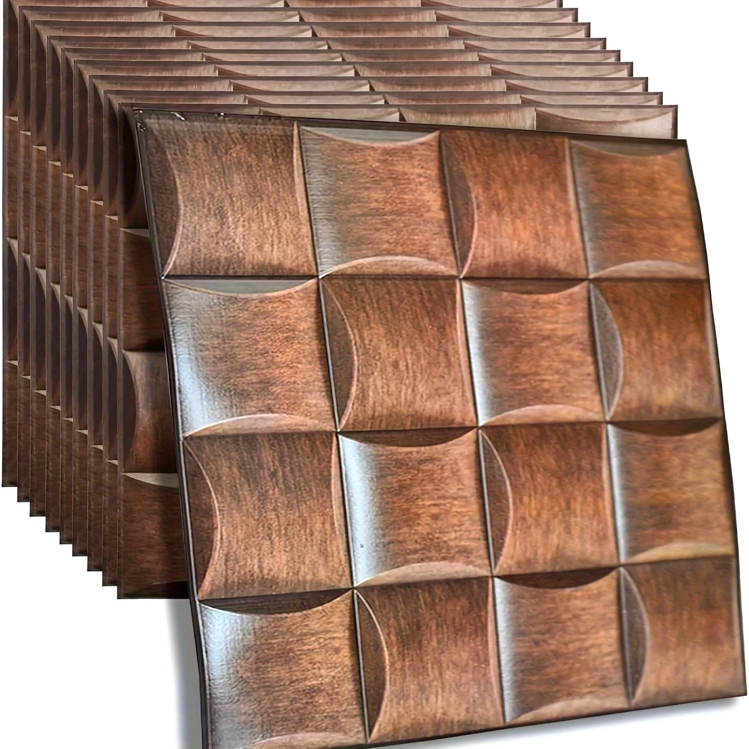 10/20 Pieces of Self-Adhesive 3D Brown Wallpaper - Masonry Wood Grain Style Self-Adhesive Wall Panels, Waterproof Removable Wall Tiles for Living Room, Bedroom, Kitchen, Bathroom, Hotel, Office - Simple Installation