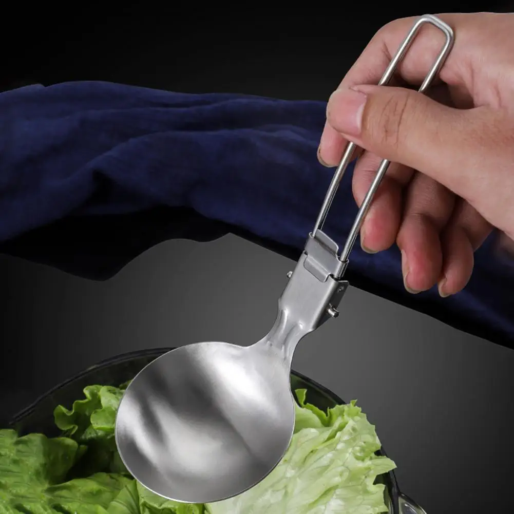 Space-saving Camping Cookware Stainless Steel Camping Cutlery Set Foldable Portable Tableware with Hollow Handle Lightweight