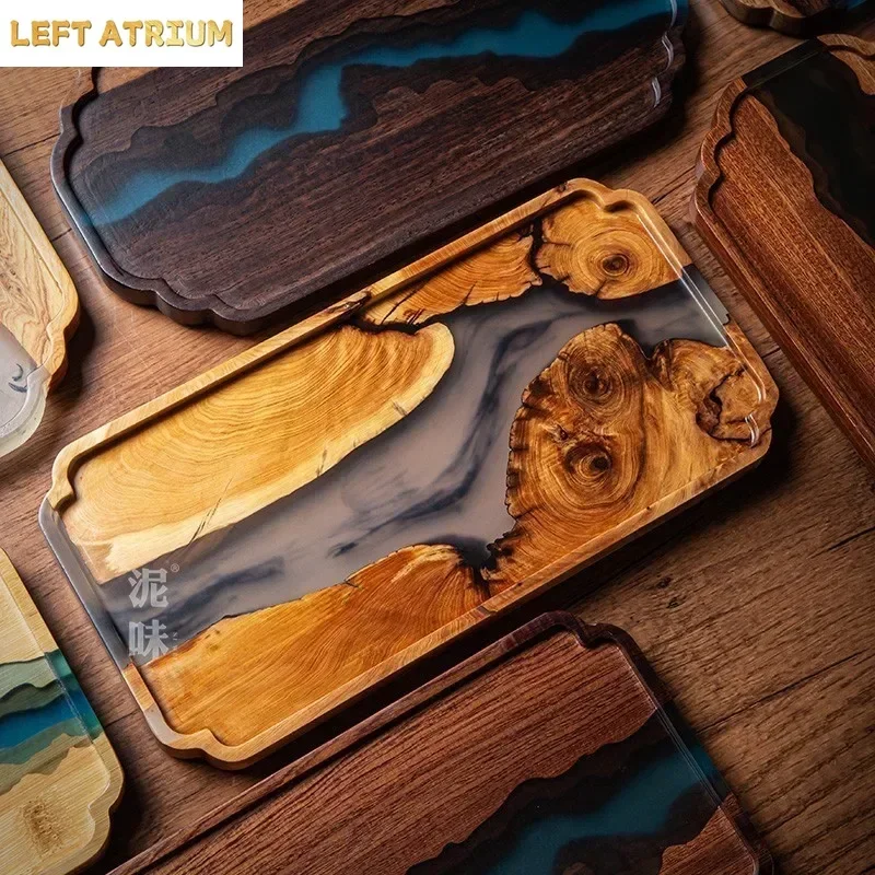 Resin Wooden Pallets Storage Trays Tea Tray Dinner Plate Serving Tray Snack Plate Refreshment Plates Dim Sum Dish Fruit Bowl