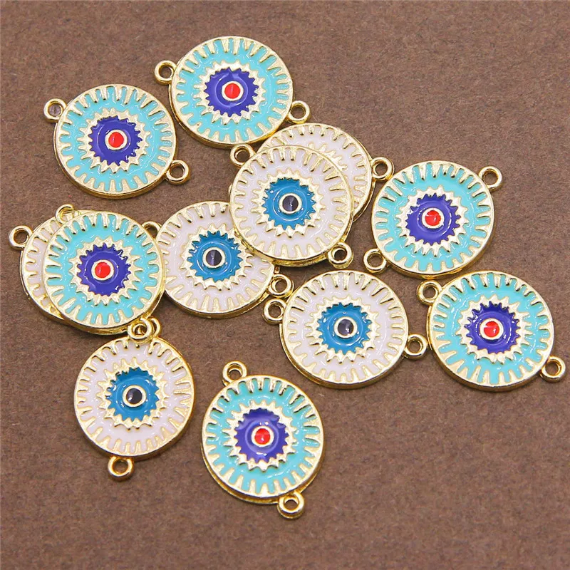 6pcs Enamel Fatima Hand Lucky Eye Charms Connectors For Bracelet Earring Pendant Accessory DIY Bohemia Hands Charm Jewelry Make