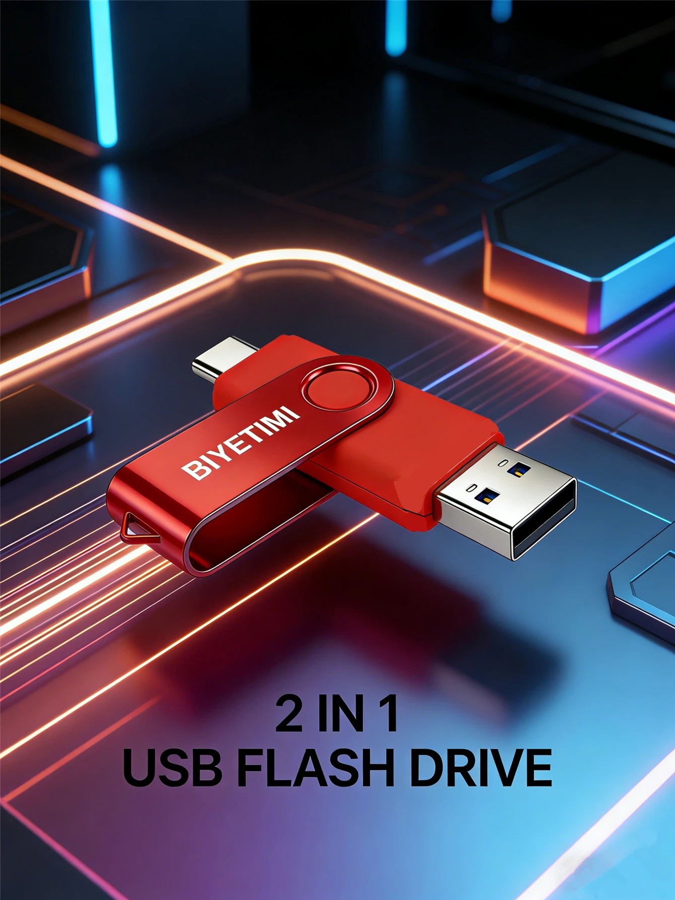 Unidad Flash USB 2 en 1, Memoria USB 2.0 y Tipo-C Dual OTG, Unidad de Memoria de Alta Velocidad para Teléfonos Android, PC, Laptop