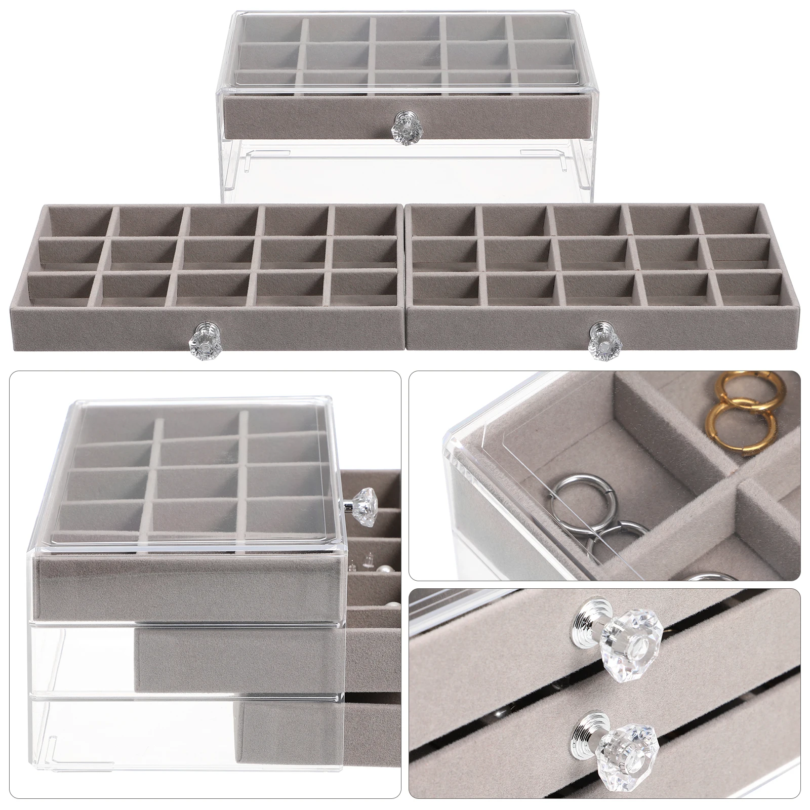 

Jewelry Box Acrylic Multi-Layer Necklace Ring Earrings Holder Home Desktop Jewelry Organizer Case Storage Container