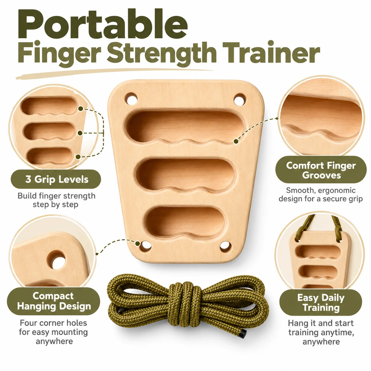 Home Gym Portable - 2PCS Portable Climbing Fingerboard Hangboard Set