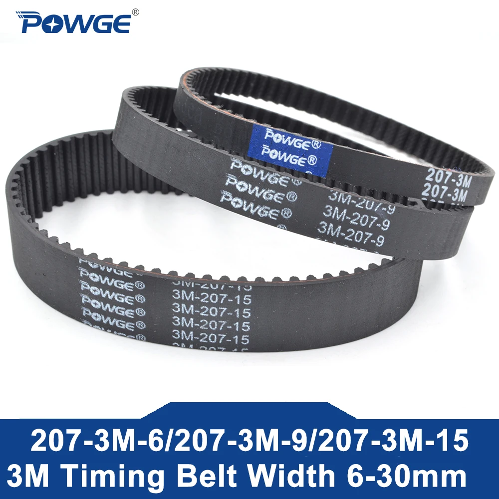 POWGE Shredder HTD 3M Synchronous Timing belt 207-3M-9 Pitch length 207mm width 6/9/15/20/25mm Teeth 69 Rubber HTD3M closed-loop