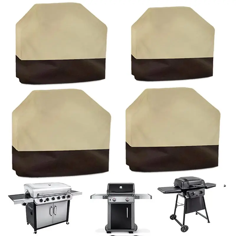 420D Outdoor BBQ Cover Waterproof Oven Grill Cover Anti-Dust Beige Coffee Grill Cover Gas Charcoal Electric Protective BBQ Cover