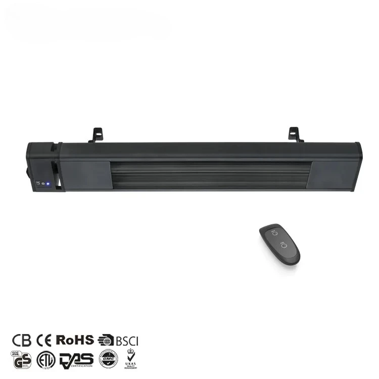 1.5KW Infrared Patio Heater, IP65 Rated Protection Alloy Housing Remote Control for Home