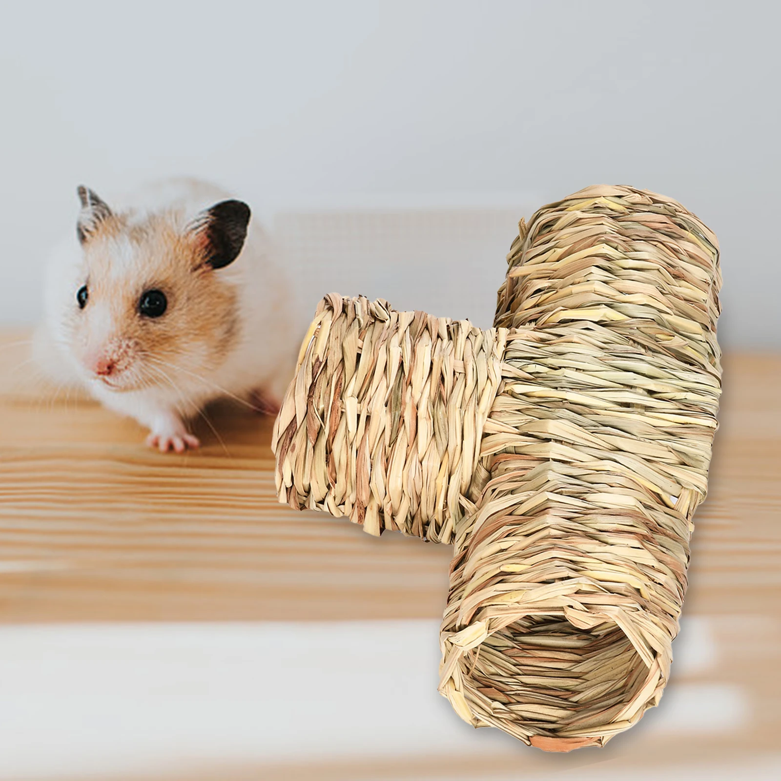 Hamster Grass Tunnel Bunny Toy Hideaway Pet Supplies Durable Straw House for Small Animals Little Rabbit Squirrel Hedgehog Mice