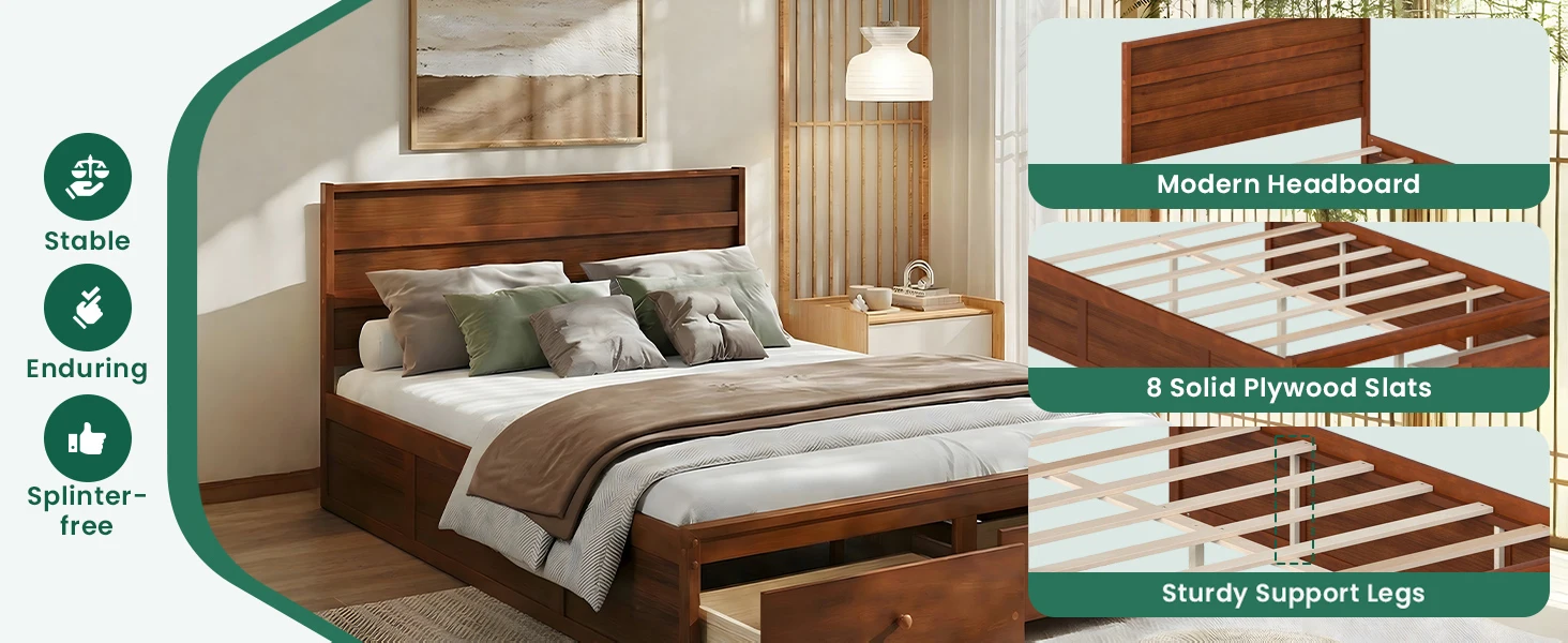 Giantex Full Bed Frame with Storage Drawers
