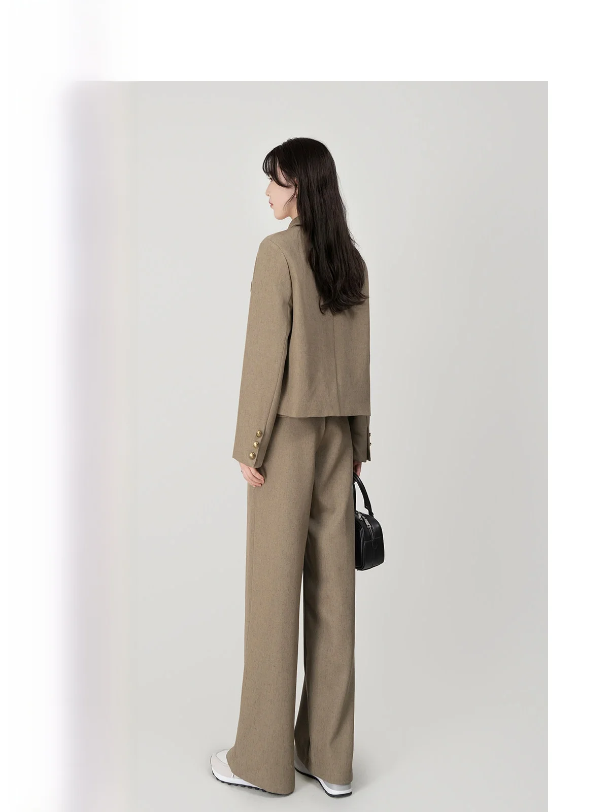 

Wavy Egg Casual Suit Set High Waist Wide Leg Pants Two Piece Set Women's Faion Spring Outerwear Ele Coat